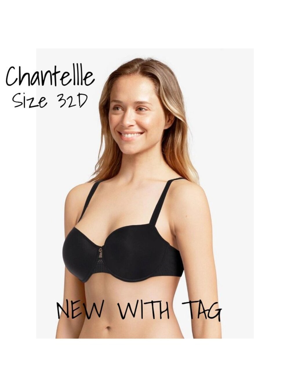 Chantelle Chic Essential Balconette Memory Foam Bra 32D Black NWT
